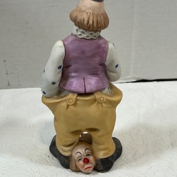 VTG Ceramic Circus Clown w/2 Heads/Masks at Shoes Figurine Decor 7.5" Tall - Picture 2 of 15